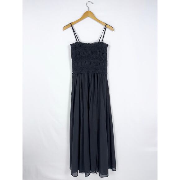 J Crew Women's Smocked Cotton Voile Maxi Dress Medium Black - Picture 8 of 16